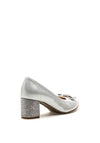 Bioeco by Arka Shimmer Leather Bow Court Shoes, Silver