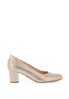Bioeco by Arka Leather Scalloped Edge Block Heeled Shoes, Rose Gold