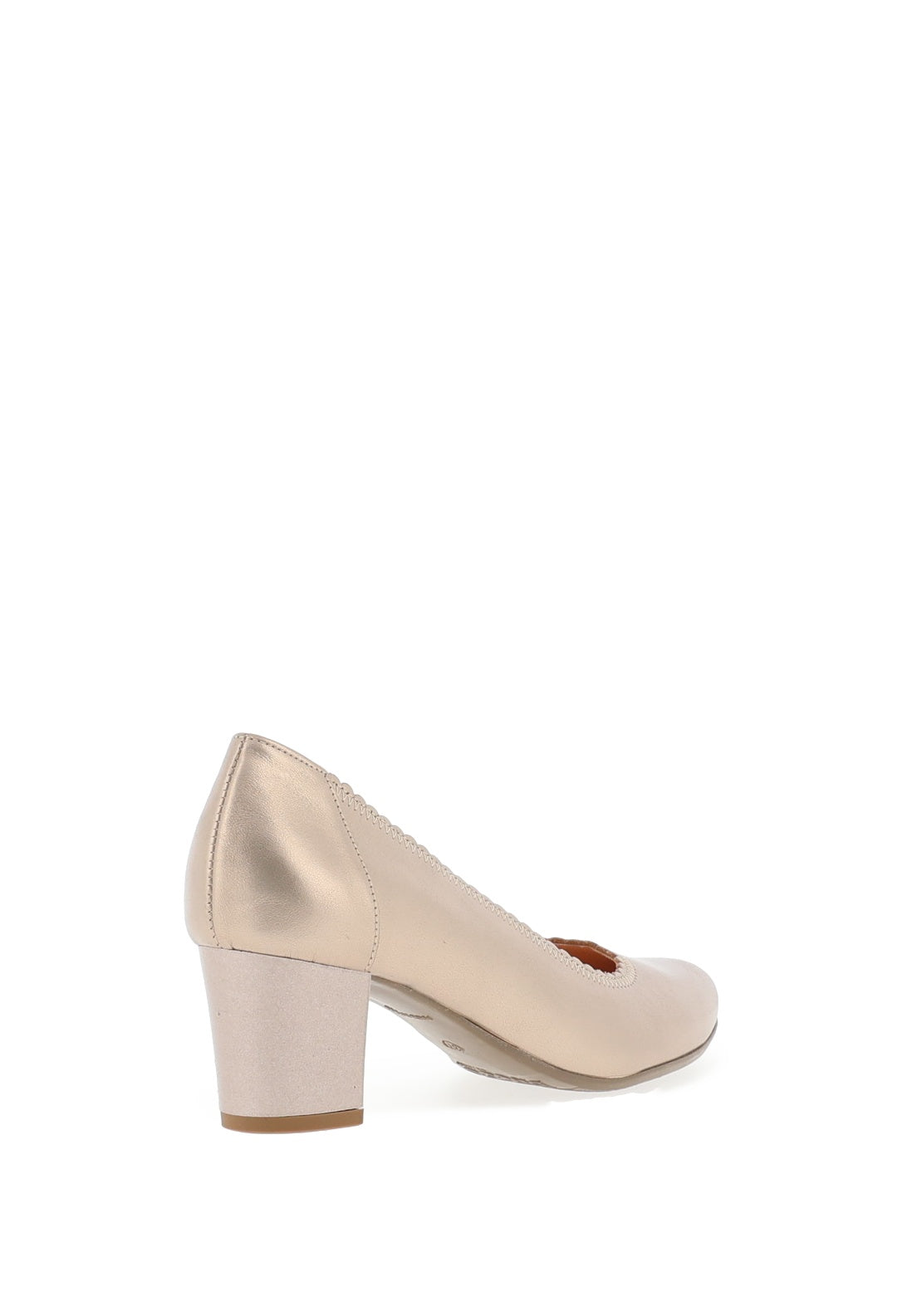 Bioeco by Arka Leather Scalloped Edge Block Heeled Shoes, Rose Gold