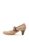 Bioeco by Arka Leather Double Strap Heeled Shoes, Nude