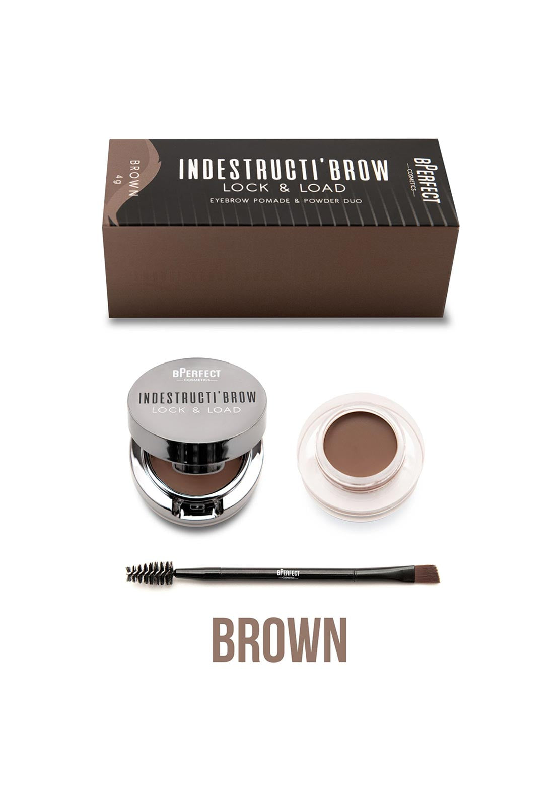 BPerfect Lock & Load Eyebrow Pomade & Powder Duo, Brown