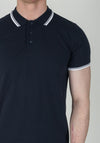 Brave Soul London Stripe Collar Polo-Shirt, Navy