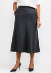Brendella A Line Wool Midi Skirt, Charcoal