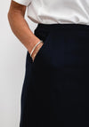 Brendella A Line Wool Midi Skirt, Navy