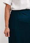 Brendella Pencil Wool Midi Skirt, Petrol