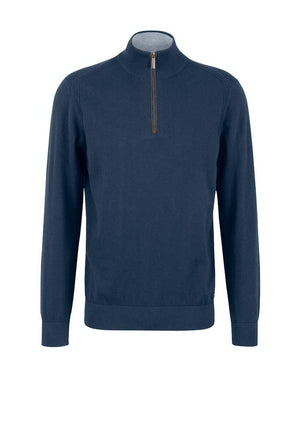 Bugatti Troyer Quarter Zip Knit Sweater, Blue