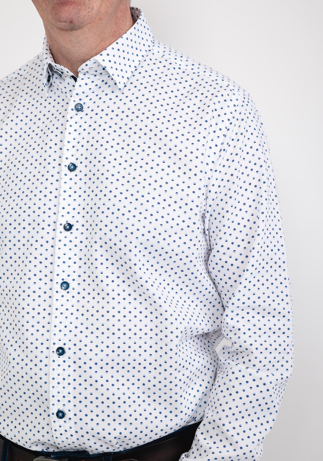 Bugatti 9750 Geo Pattern Shirt, White