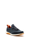 Bugatti Knit Cuff Leather Elastic Lace Trainers, Navy