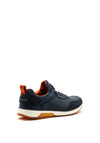 Bugatti Knit Cuff Leather Elastic Lace Trainers, Navy