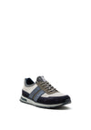 Bugatti Knit Cuff Leather Colour Block Trainers, Grey