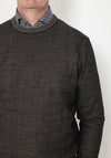 Bugatti Waffle Knit Round Neck Sweater, Brown