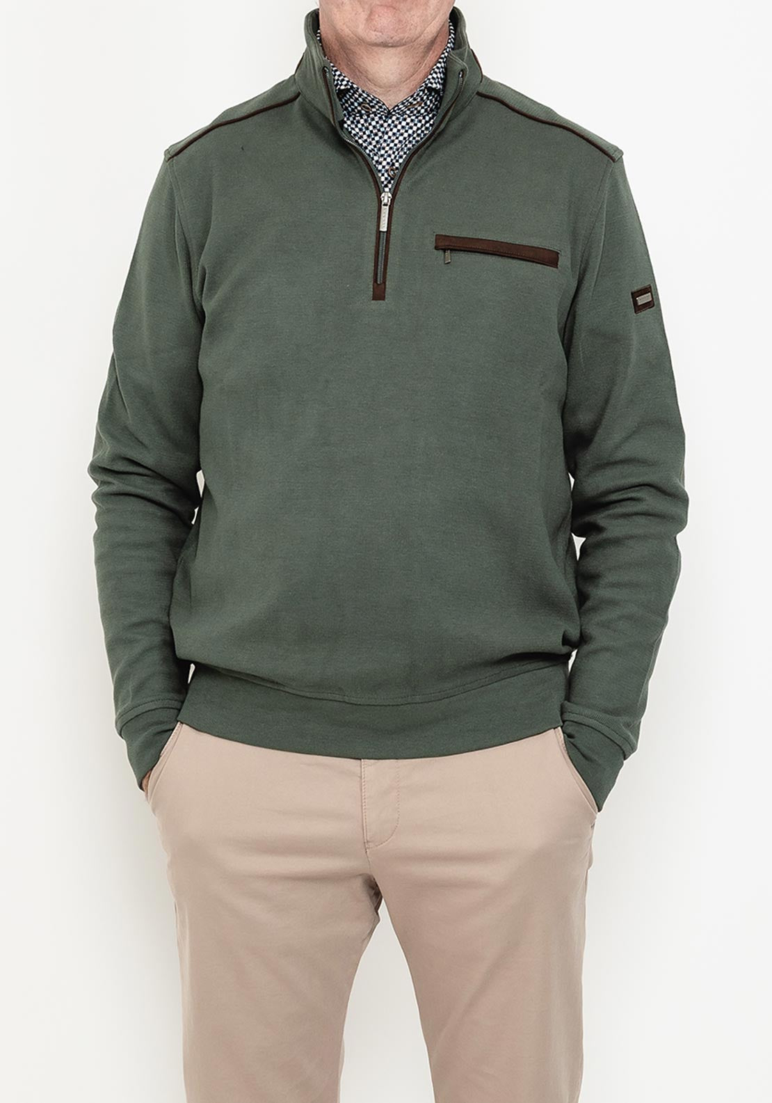 Bugatti Troyer Half Zip Sweatshirt, Green