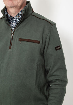 Bugatti Troyer Half Zip Sweatshirt, Green