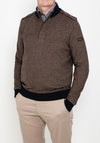 Bugatti Half Zip Knitted Jumper, Brown