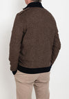 Bugatti Half Zip Knitted Jumper, Brown