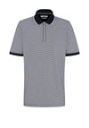 Bugatti Striped Half Zip Polo Shirt, Navy Multi