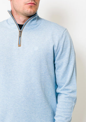 Bugatti Knitted Half Zip Jumper, Light Blue