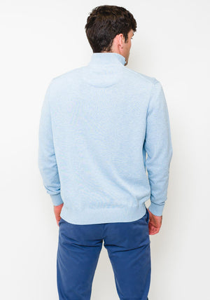 Bugatti Knitted Half Zip Jumper, Light Blue