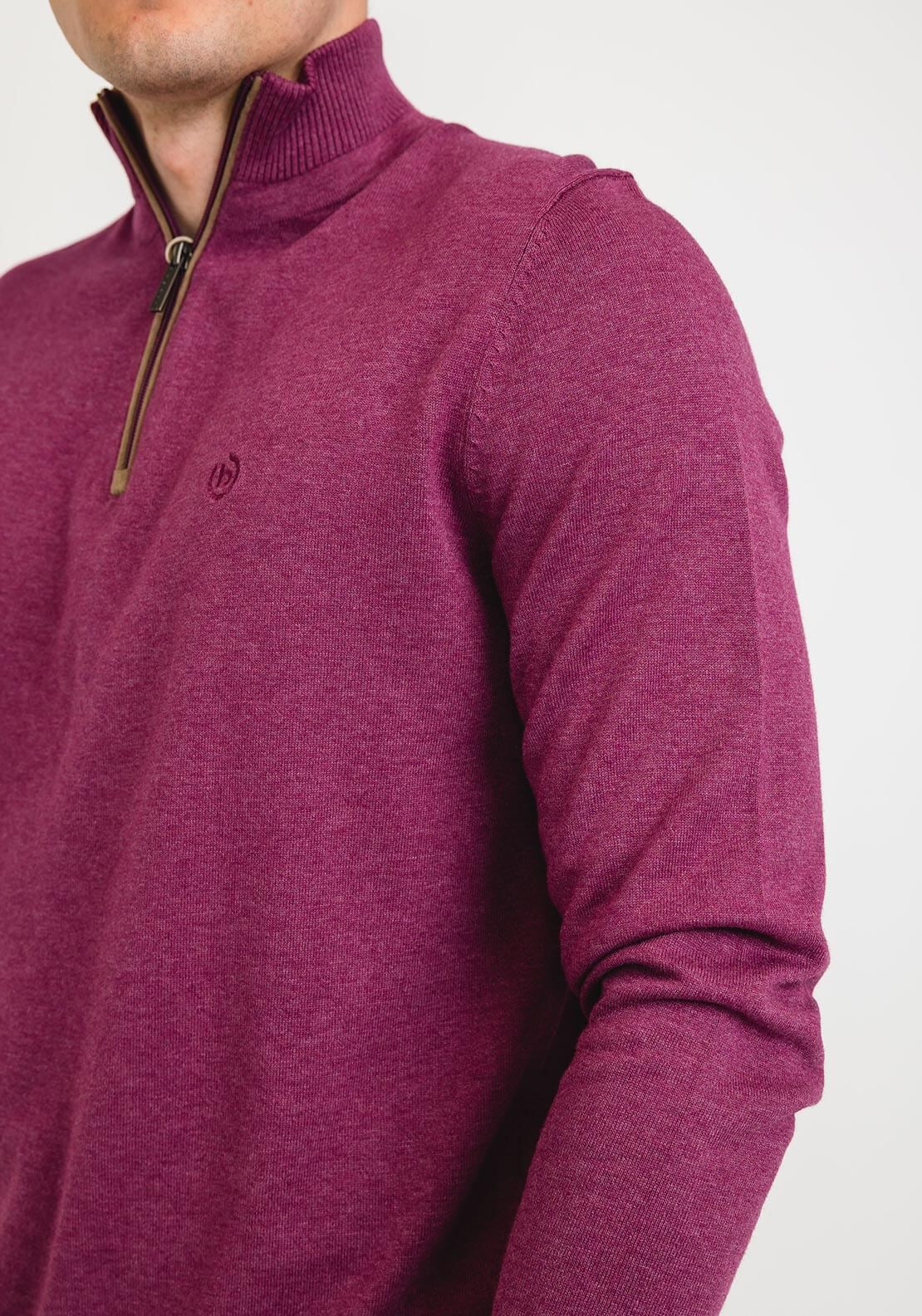 Bugatti Knitted Half Zip Jumper, Magenta