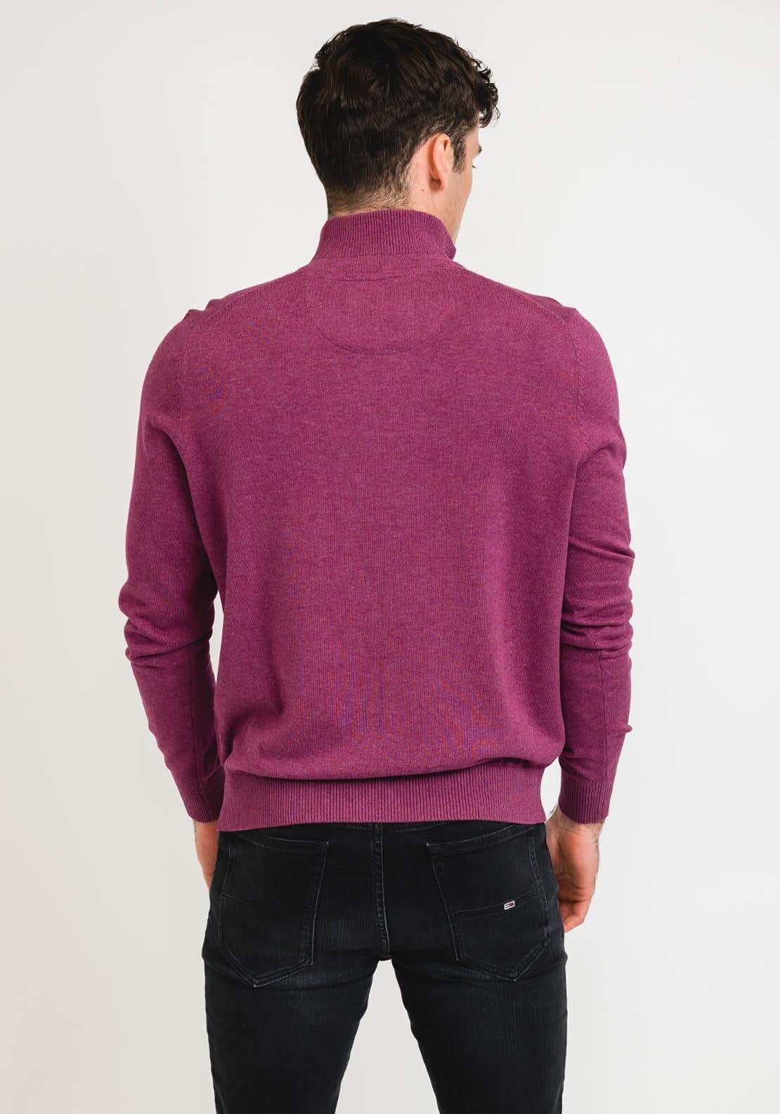 Bugatti Knitted Half Zip Jumper, Magenta