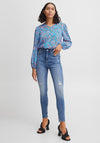 b.young Petal Print Blouse, Blue & Pink