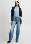 b.young Nonina Long Open Cardigan, Navy