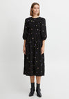 b.young Embroidered Floral Midi Dress, Black