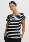 B.Young Stripe Pattern T-Shirt, Black