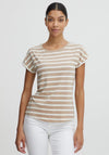 B.Young Stripe Pattern T-Shirt, Beige
