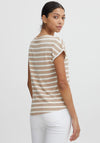 B.Young Stripe Pattern T-Shirt, Beige