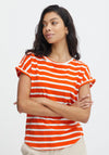 B.Young Stripe Pattern T-Shirt, Orange