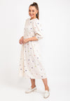 b.young Embroidered Floral Midi Dress, Beige