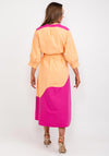 b.young Colour Block Tunic Maxi Dress, Orange & Fuchsia
