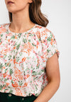 Fransa Pleat Neck Floral Top, White Multi
