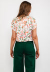 Fransa Pleat Neck Floral Top, White Multi