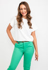 b.young Ribbed Round Neck Top, White