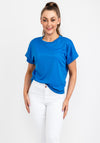 b.young Ribbed Round Neck Top, Azure Blue