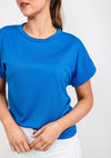 b.young Ribbed Round Neck Top, Azure Blue