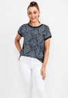 b.young Floral Front Top, Black & Blue