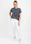 b.young Floral Front Top, Black & Blue