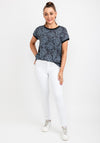b.young Floral Front Top, Black & Blue