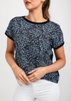 b.young Floral Front Top, Black & Blue