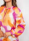 b.young Pleat Sleeve Ombre Top, Pink & Orange