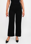 b.young Wide Leg Slit Cut Trousers, Black