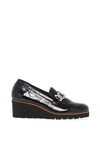 CallagHan Patent Chain Link Wedge Loafers, Black