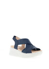 CallagHan Womens Llana Wedge Sandal, Navy