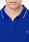 Calvin Klein Pique Tipped Polo Shirt, Mid Azure Blue