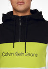Calvin Klein Half Zip Colour Block Hooded Sweatshirt, Bright White Multi