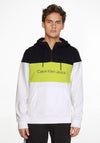 Calvin Klein Half Zip Colour Block Hooded Sweatshirt, Bright White Multi