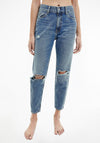 Calvin Klein High Rise Ripped Mom Jeans, Blue